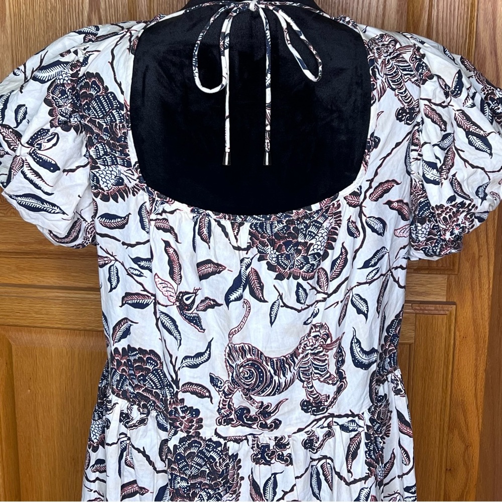 House of Harlow 1960 Ozzie Ivory Floral Print Puff Sleeve Mini Dress Size Medium - Picture 10 of 15